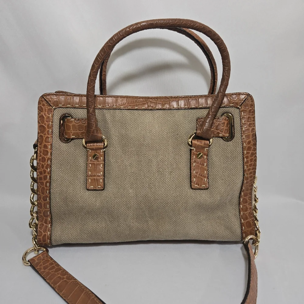 Michael Michael Kors Hamilton Pick Stitch Hemp EW Satchel Canvas Purse